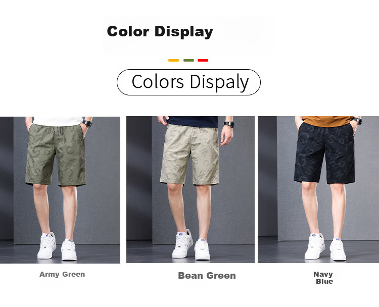Romon Pure Cotton Casual Men's Shorts Summer Thin Loose Five-Point Printed Trendy Beach Pants Bean Green 4XL 4