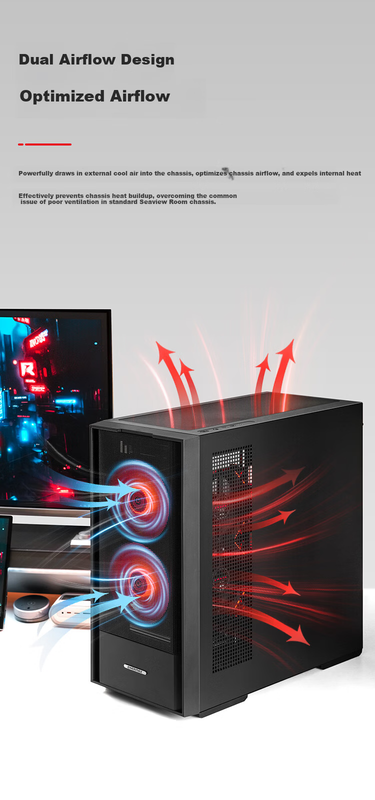 Enermax Desktop Computer Case Fengyu K1 Black Dual Airflow / Standard 2 x 14CM Fans / Standard GPU Support Bracket / Cable Management / ATX Motherboard Support 2