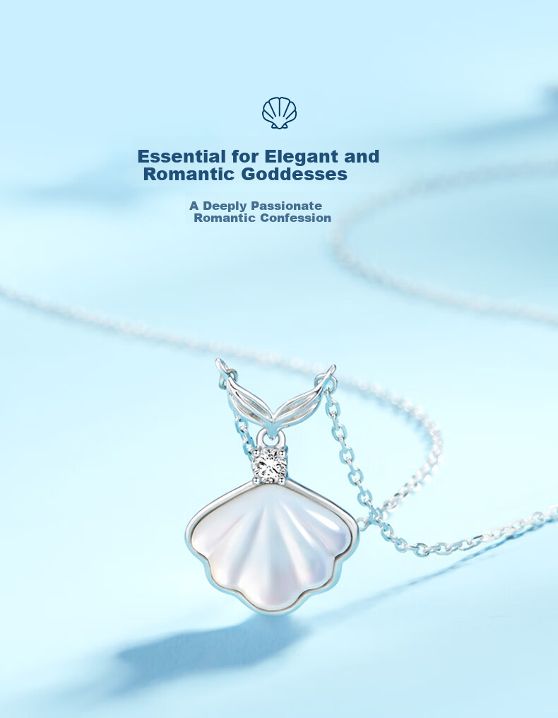 Disney Mermaid Series Shell Necklace 925 Silver Clavicle Chain Luxury Niche Birthday Gift for Women 38 Goddess Festival Gift for Girlfriend 9
