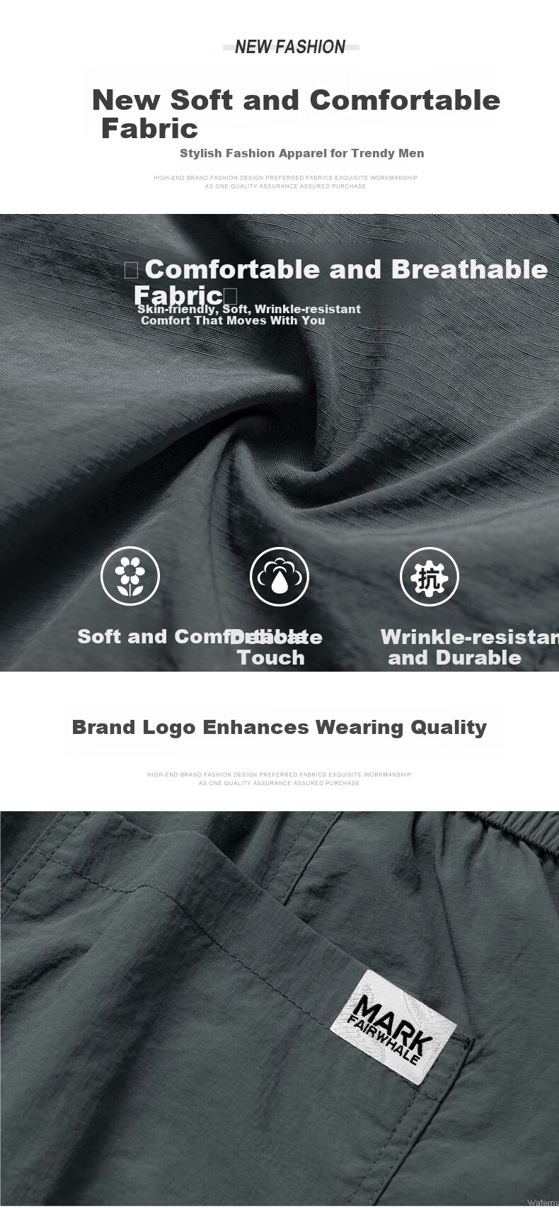 MARK FAIRWHALE Men's Casual Shorts, Summer New Style Loose Ice Silk Cargo Pants, Straight-Leg Mid-Length Shorts, Knee-Length Shorts, Men's Trousers 3