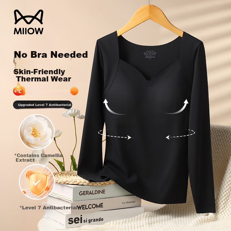 MiiOW 25th Anniversary New Wireless Bra Warm Vest Women's Thermal Underwear Thin Thermal Top