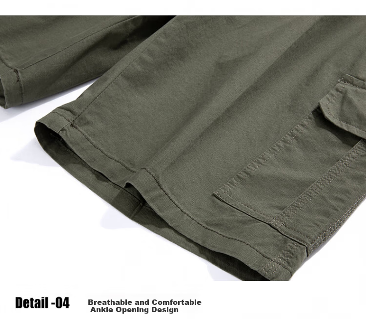 Romon Workwear Casual Cotton Shorts Men Summer Thin Elastic Waist Loose Straight Breathable Five-Point Pants Gray Green XL 17