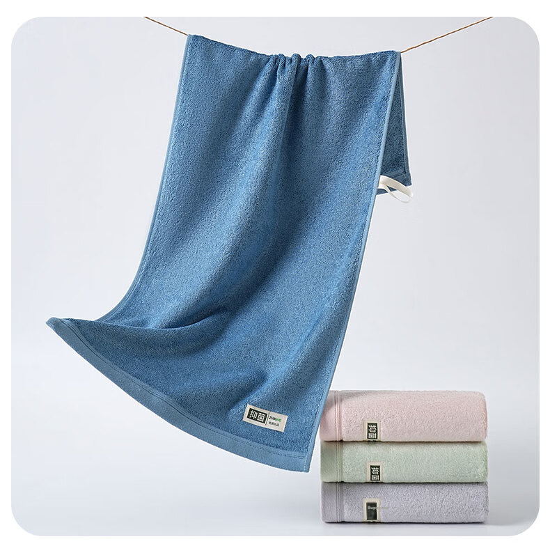 Bamboo 100 160g Thickened Bamboo Fiber Antibacterial Large Towel Absorbent Non-Shedding Adult Towel 35x76cm Blue 16