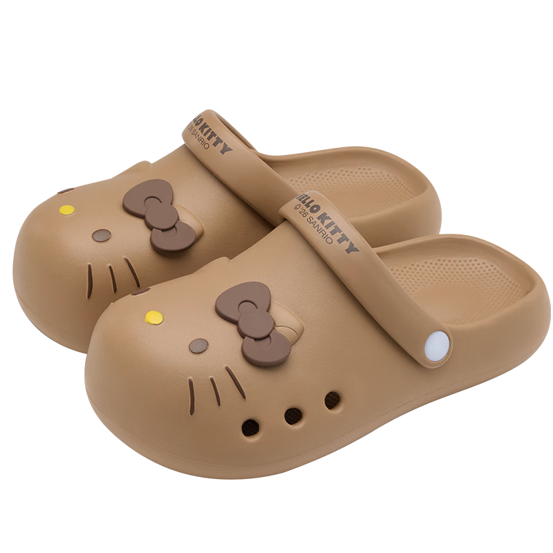Runrou Women's Summer 2026 New Hello Kitty Thick Sole Height Increasing Outdoor Beach Shoes Non-slip Closed Toe Sandals