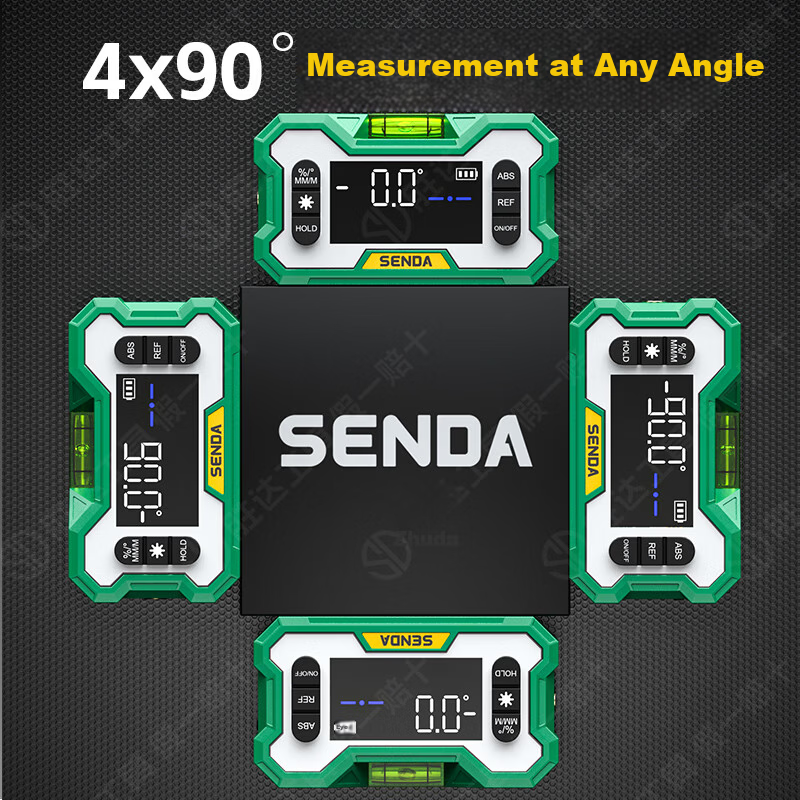 Shengda High-Precision Digital Inclinometer Box Electronic Digital Display Green Light Level with Magnetic Angle Meter Slope Gradient Ruler