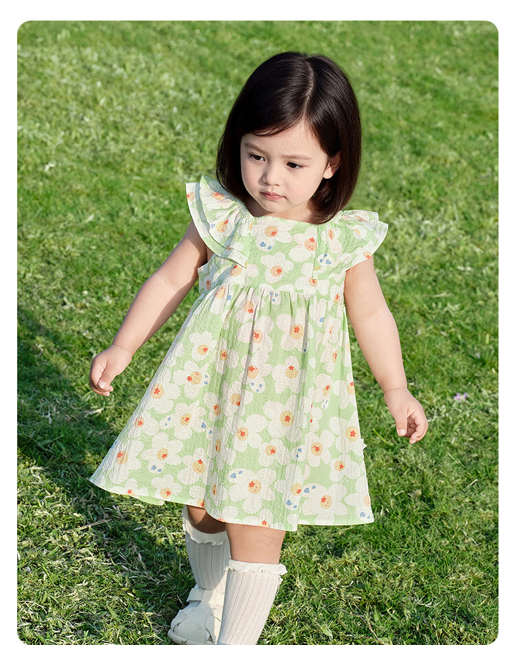 Balabala Girls Baby Dress Infant Dress 2026 Summer New Breathable French Style Floral Princess Dress 23