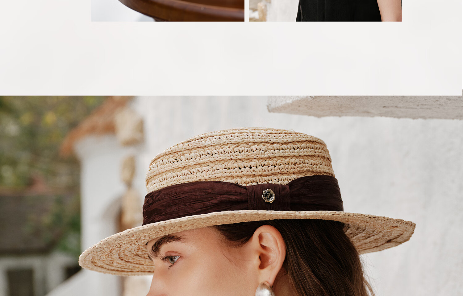 FANCET Women's Summer Hand-Crocheted Raffia Straw Breathable Sun Hat Vacation Lightweight Luxury Flat-Top Hat 23