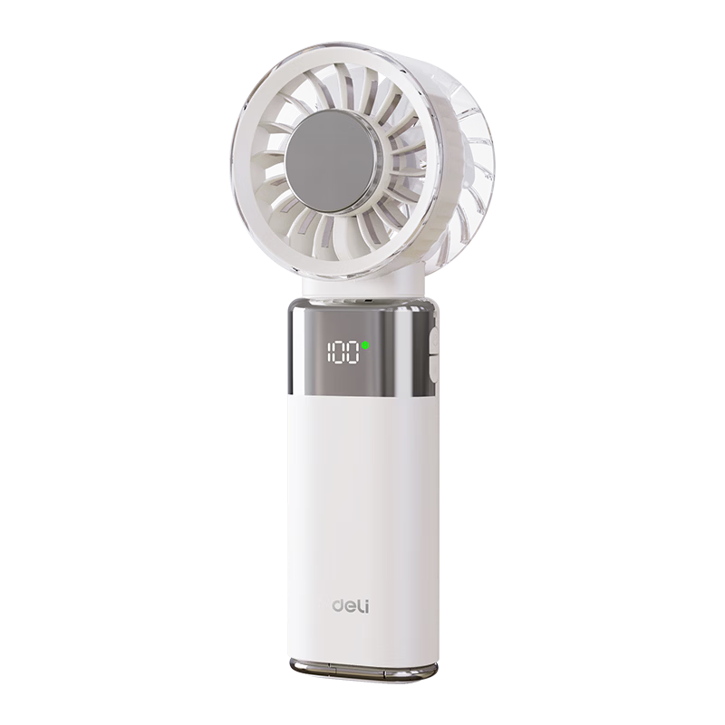 Deli Folding Mini USB Rechargeable Cooling Fan Long Battery Life Portable Outdoor Office Desktop White LK141