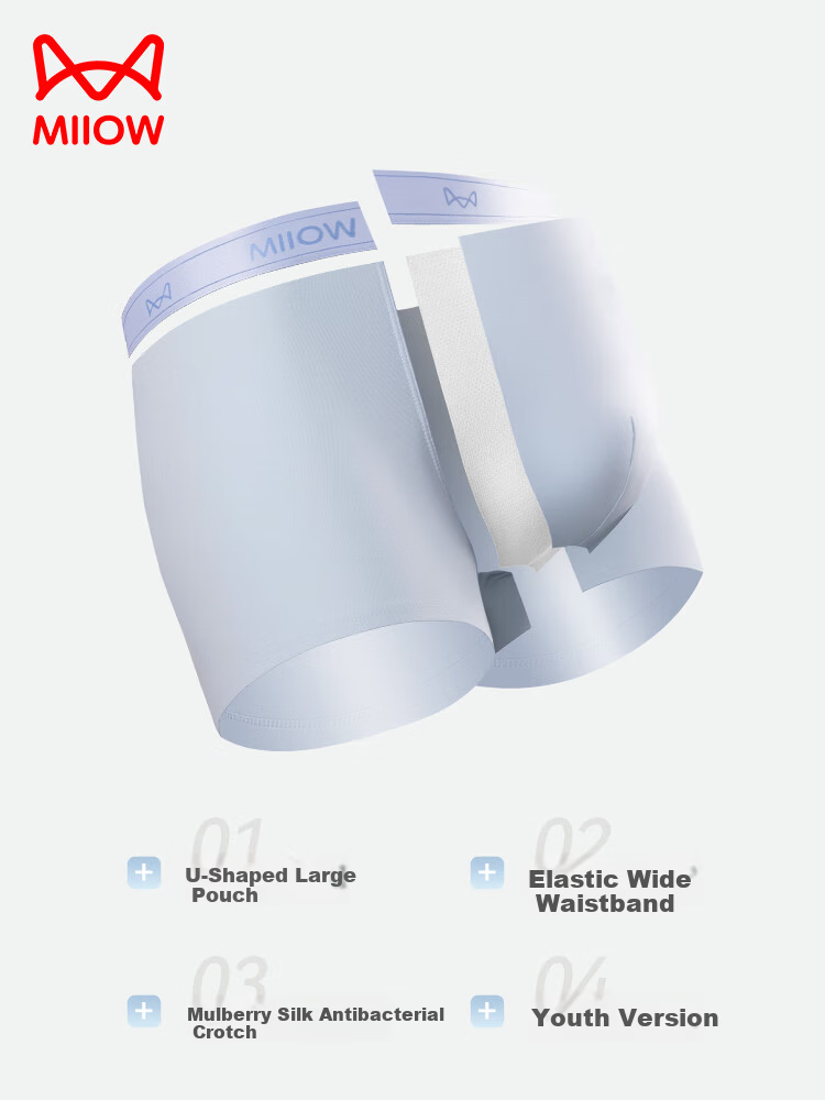 MiiOW 10A Antibacterial Cotton Youth Development Period Thin Boxer Briefs for Overweight Boys High School Students 7