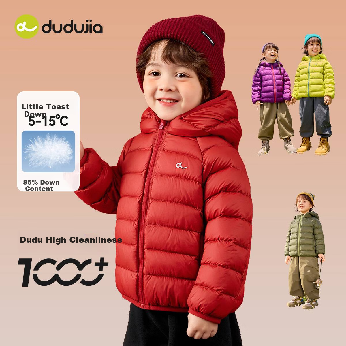 Dudu Kids Lightweight Down Jacket New Year Boys Girls Warm Winter Coat Baby Black Size 90
