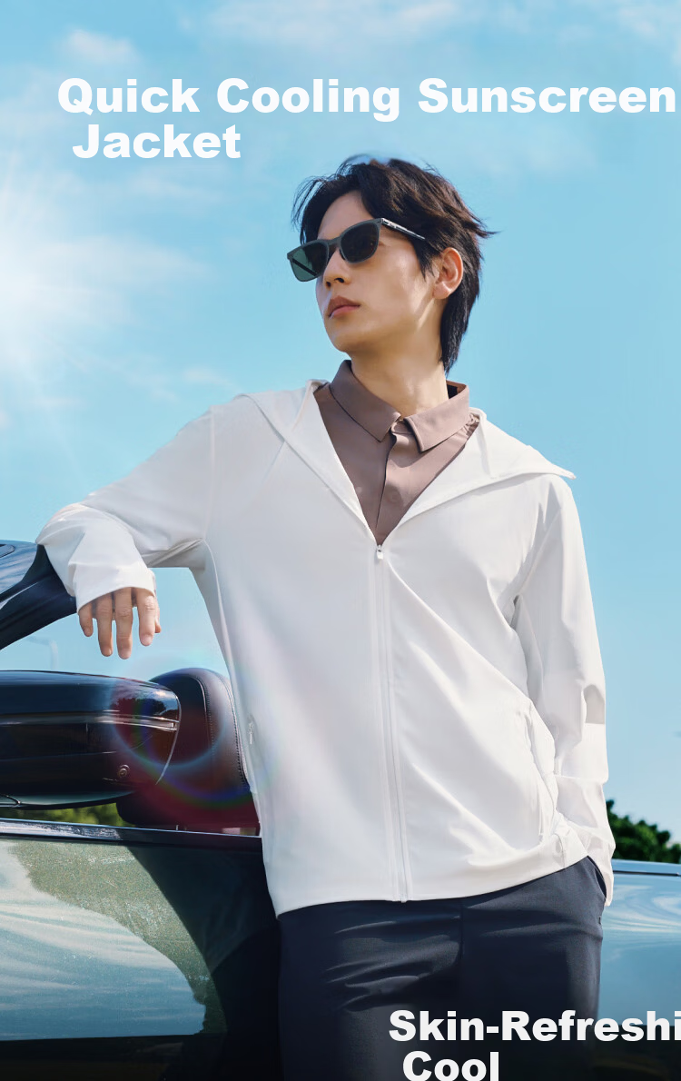 Beneunder Men's Sunscreen Jacket UV Protection Ice Silk Cooling Quick-Dry Breathable Fishing Coat AL017 Frost Milk White L 3