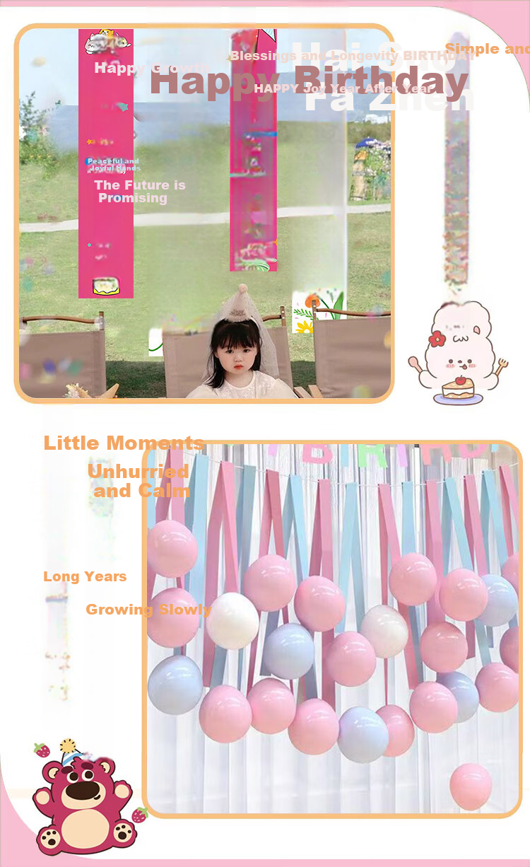 Qingwei Birthday Decoration Banner String Lights Balloon Set Kids Birthday Party Decor Happy Growing Up 5