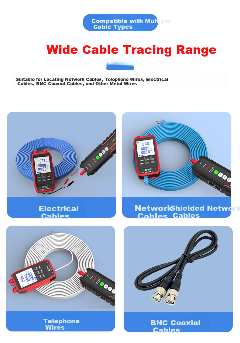 Smart Mouse NF-859GS Anti-Interference Cable Tracer Network Tester Red Light Integrated Live Line Length Tester 2