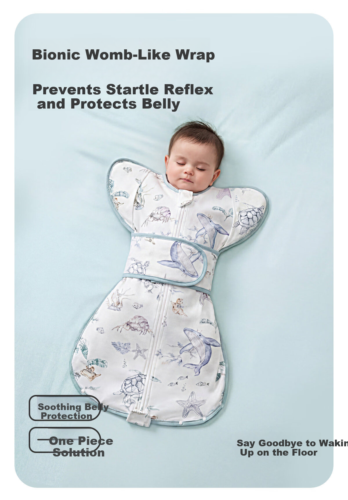 JOYNCLEON Newborn Baby Sleeping Bag Anti-Startle Swaddle Pure Cotton Kick-Proof Blanket Green L Jsd195963 2