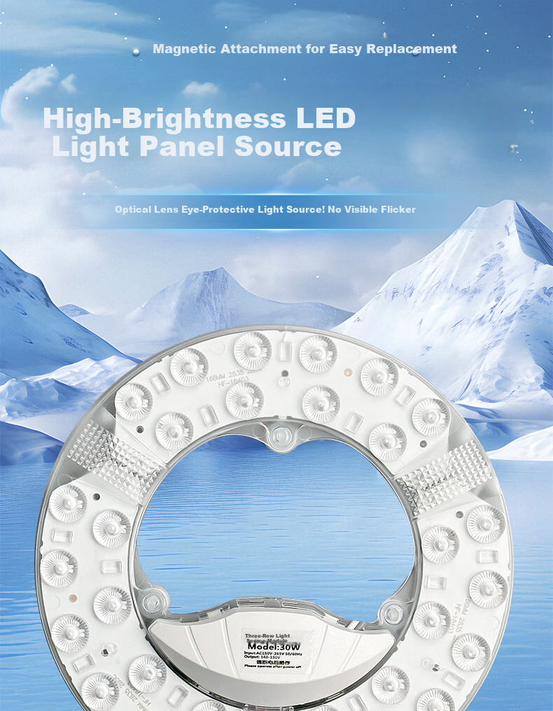 Shengbodun LED Ceiling Light Panel Replacement Lamp Core Round Magnetic Module Light Strip Tube 30W Cool White 1