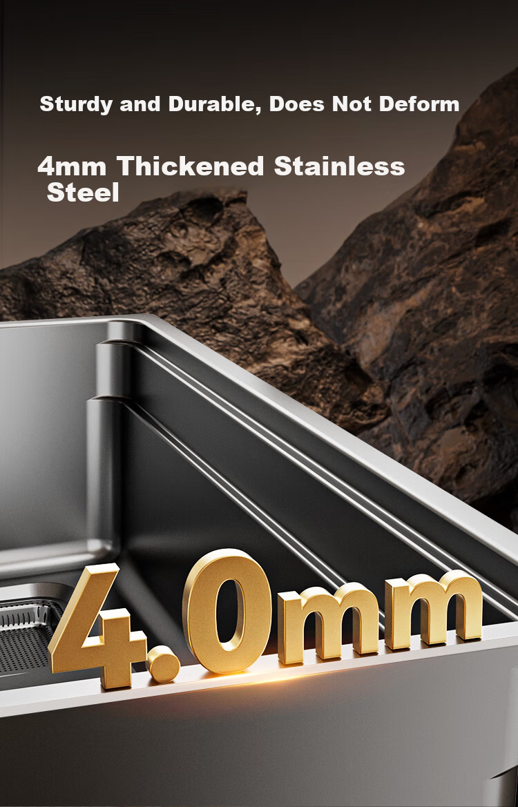 JD Jingzao Pure Titanium 0-Coating Large Single Bowl Kitchen Sink Anti-Grease Water Drainage Basin 76*43 with Faucet 12