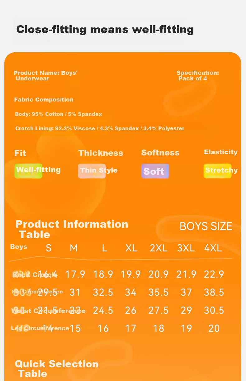 Mianqixiong Boys' Underwear, Children's Pure Cotton Class A Baby Mid to Big Kids Boxer Briefs, All-Cotton Boys' Shorts, Flat-Angle Bottom Pants 12