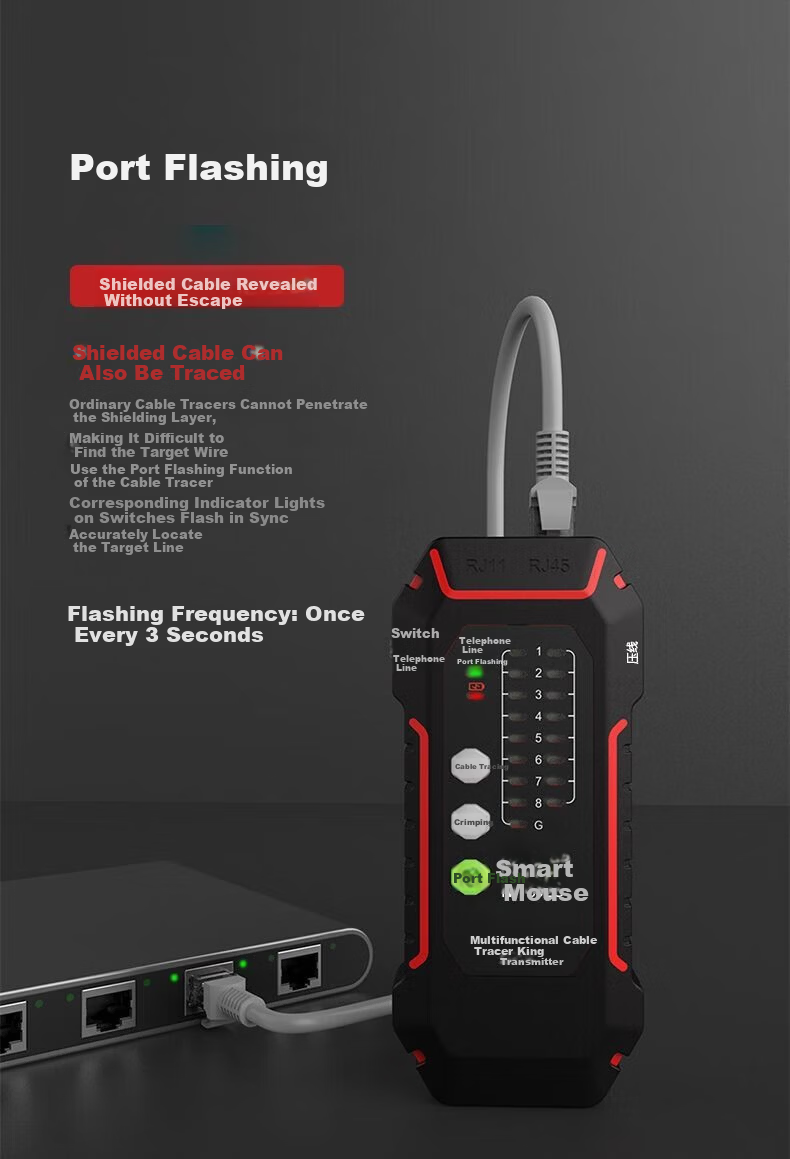 Smart Mouse NF-802G Multifunction Cable Tracker Shielded Noise Network Cable Tester POE Live Line Tracer 4