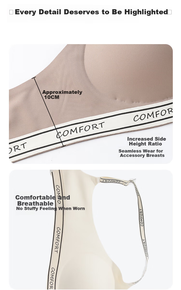 Hodo Ice Silk Seamless Off-Shoulder Strap Wireless Bra for Women, Large Bust Minimizing, Small Bust Enhancing, Versatile Tank Top Style 10