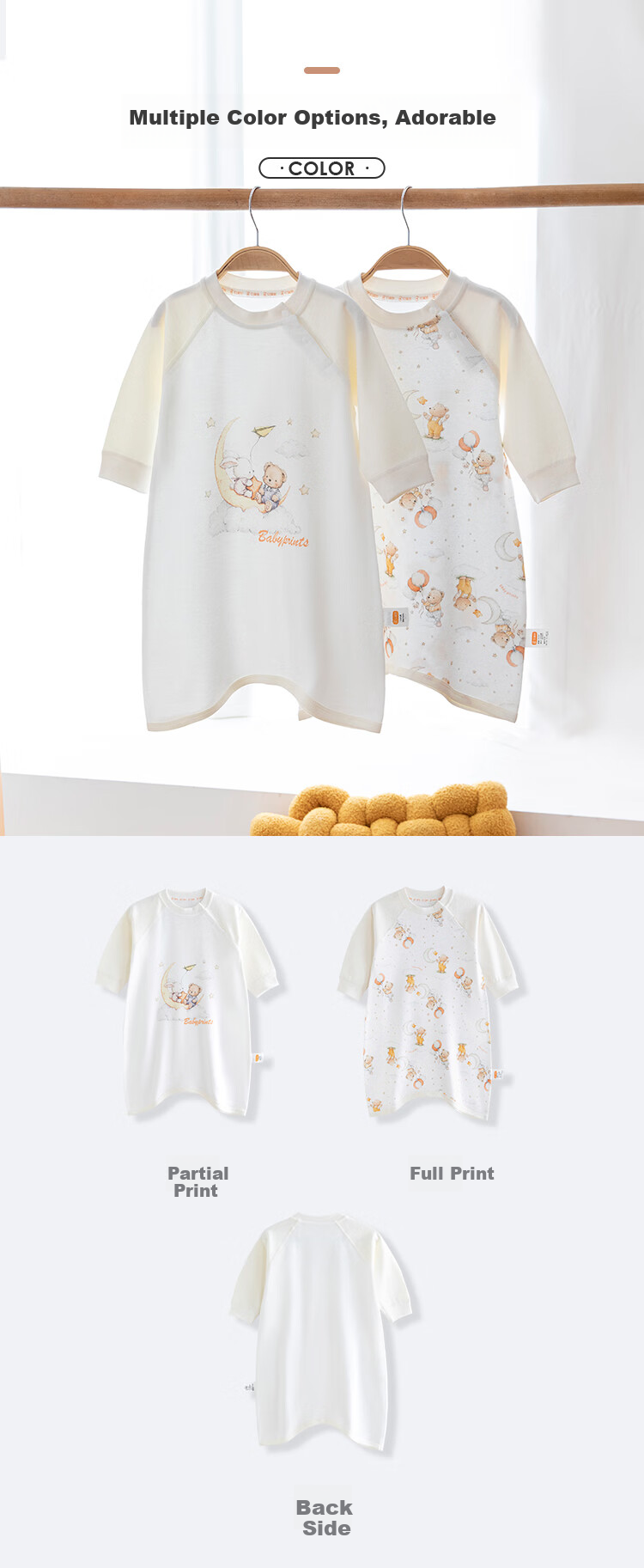 Babyprints Baby Cotton Long Sleeve Bathrobe Unisex Infant One-piece Pajamas Anti-kick Quilt Four Seasons Sleeping Bag Full Print Size 73 9