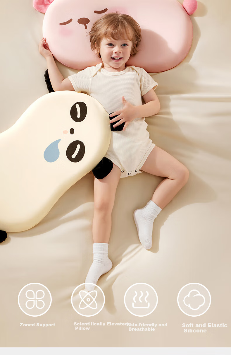Kidsneed Baby Pillow Silicone Zoned Neck Support Pillow for Children 6 Months to 3 Years Old Infant Toddler Pillow 2