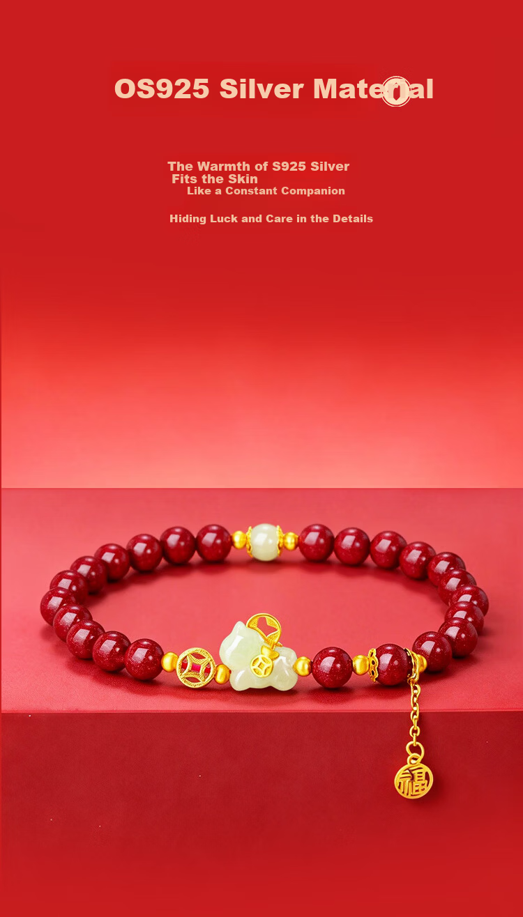 Jin Liufu Auspicious Red Sandalwood Beaded Bracelet for Women with Silver Little Horse, Hetian Jade Wealth Horse Bracelet, Zodiac Year Gift for Mother and Girlfriend 4