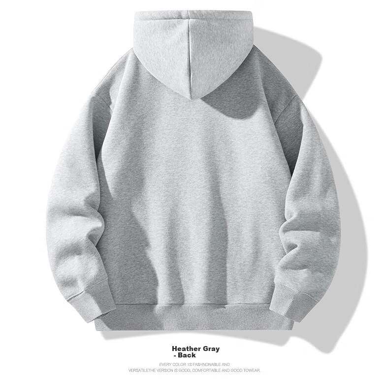 Cotton Casual Hoodie Men Hong Kong Style Trendy Simple Loose Solid Color Pullover Apricot M 2