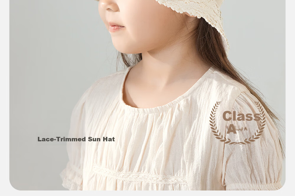 YEEHOO Vintage Lace-Trimmed Children's Round Hat Summer Sunshade Bucket Hat for Girls 3