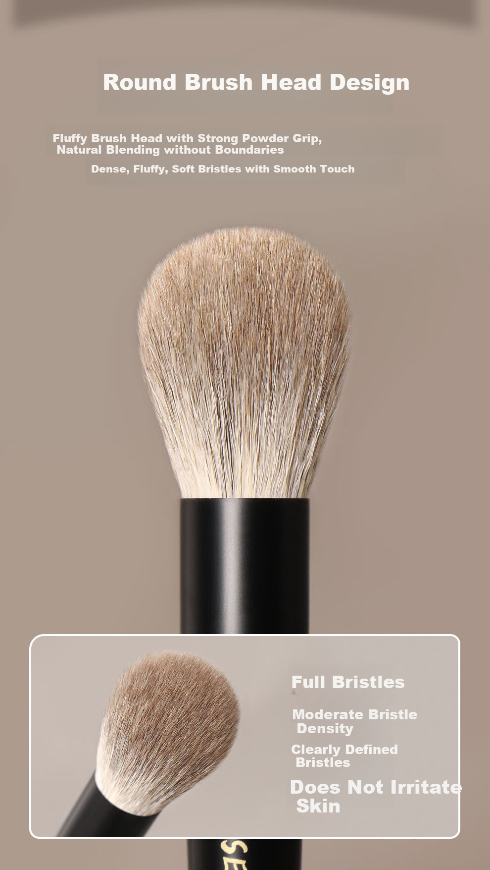 REVERSE Sandalwood T71 Round Head Blush Highlighter Brush Animal Hair Ultra-Soft Makeup Brush for Beginners 3