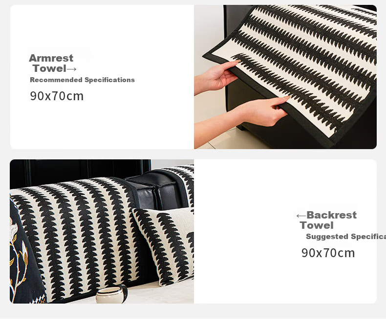 Wuyinliangpin Premium Sofa Cover, All-Season Use, Non-Slip, for Leather Sofas, Classic Style, 90*240cm 10