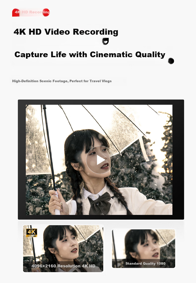 SONGDIAN Vlog Digital Camera, Retro Mirrorless Portable Camera, High-Definition Viewfinder, Student All-In Camera DC202 Official Standard Configuration with 16GB Memory 4
