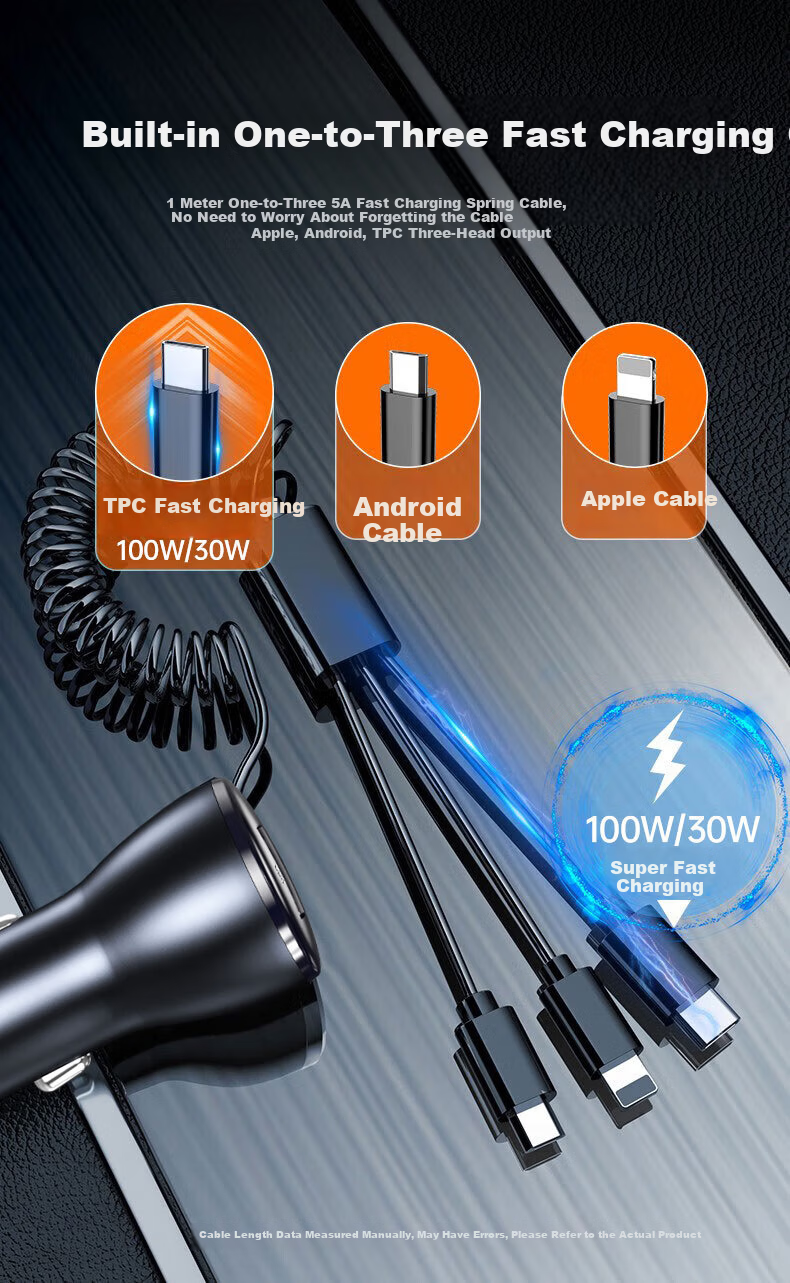Newmine Super Fast Car Charger Bluetooth Cigarette Lighter Adapter with Retractable Cable Dual USB 2026 New Model Compatible with Apple 8-17 Series + Huawei Xiaomi 4