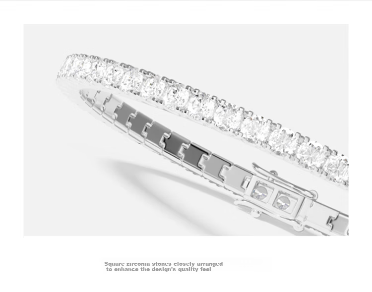 APM Monaco Micro Pave Zirconia Bracelet Minimalist Tennis Bracelet Silver White XS 2