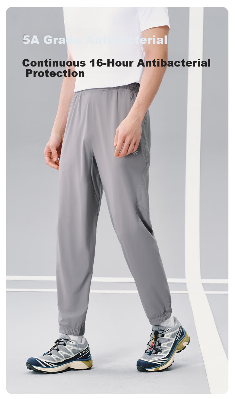 JD Jingzao Quick-Dry Men's Sports Pants Fitness Long Straight Elastic Jogger Sweatpants Rhino Gray L 8