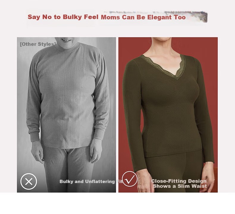 MiiOW Middle-aged and Elderly Women's Cashmere Silk Patch Warm Long Sleeve Top Mom 2025 New Wireless Bra Thermal Underwear 13