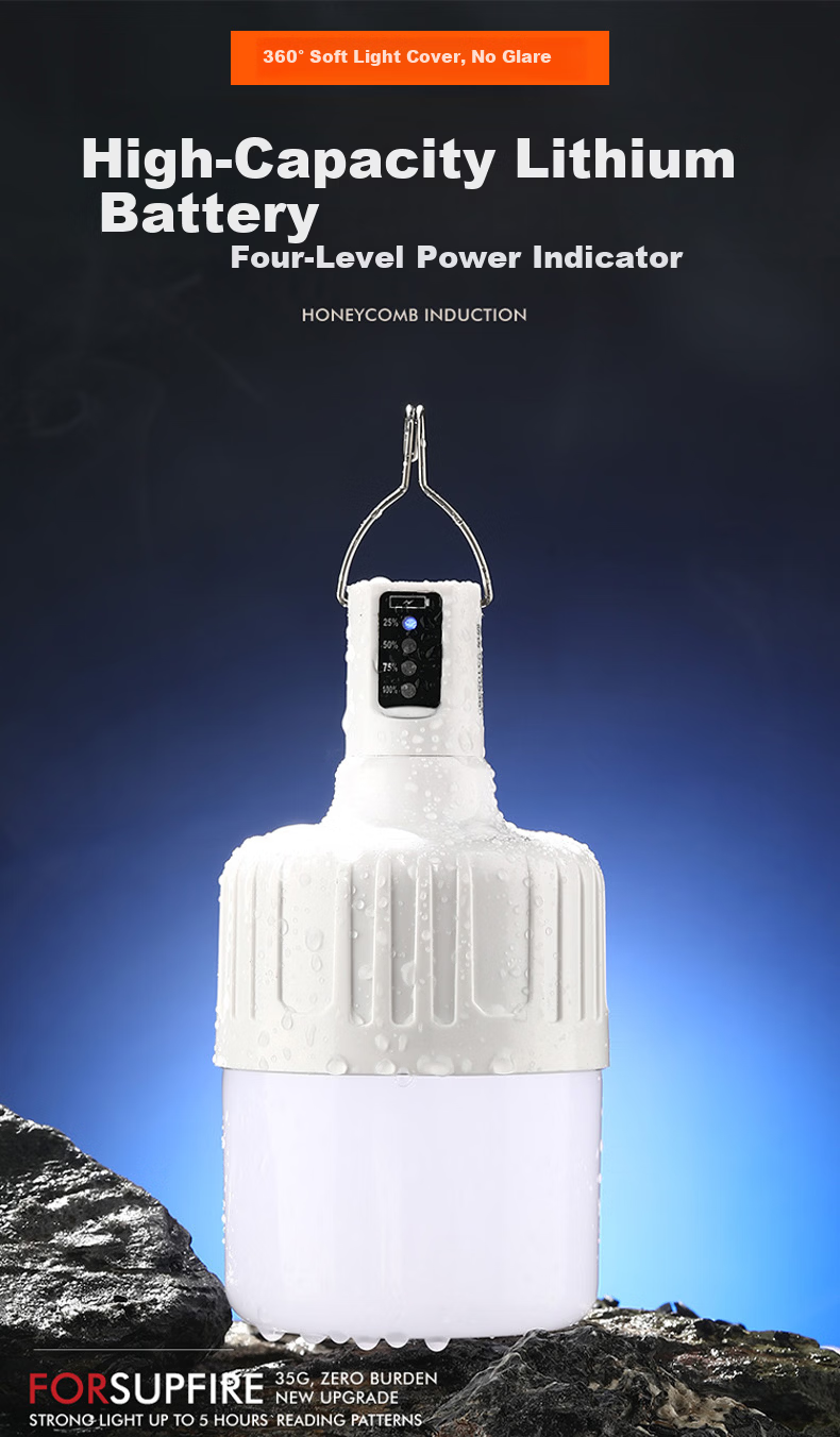 SupFire GT10-S Rechargeable Bulb, Emergency Light, Camping Lamp, Hanging Lamp, Outdoor Light, Night Market Stall Light, Illumination Lamp for Home Use 12