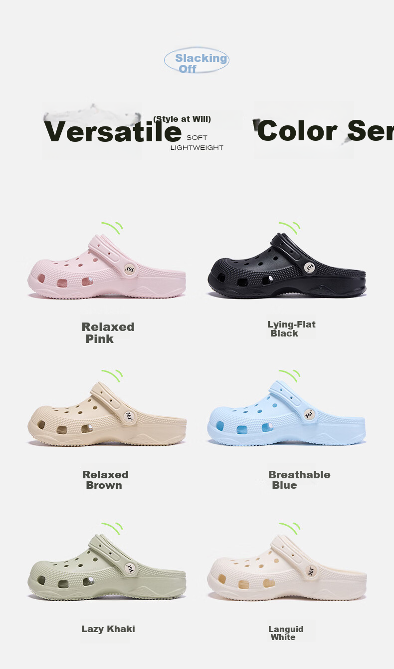 361° Casual Couple Flat Hole Shoes 2026 New Outdoor Wide Fit Casual Versatile Beach Shoes Men's Non-Slip Slippers 9