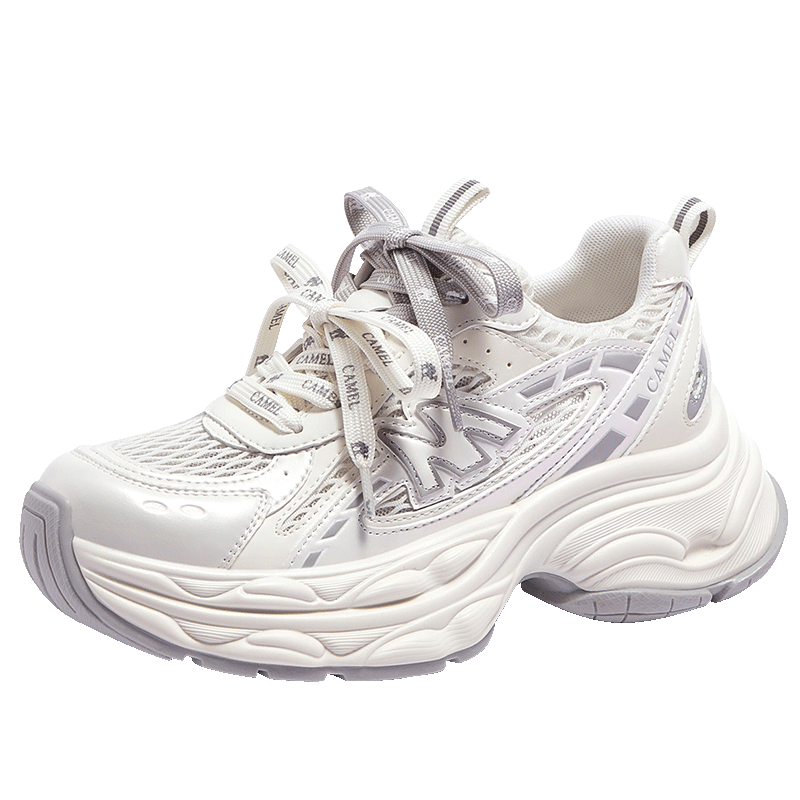 CAMEL Galaxy 3rd Generation Dad Sneakers Women's Height Increasing Outdoor Casual Shoes L26S283014W Pearl White (Mesh) Size 37