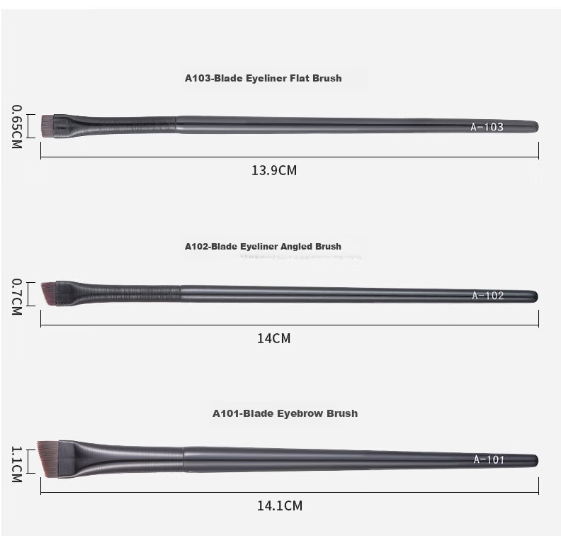 GOOOD GOOOD Wang Feifei Edition (3-Pack) Blade Eyeliner Brush Set - Cangzhou Makeup Brushes A102+A101+A103 Flat Head Angled Eyebrow Brush for Eye, Aegyo Sal, Eyebrow Powder, and Concealer Application 9