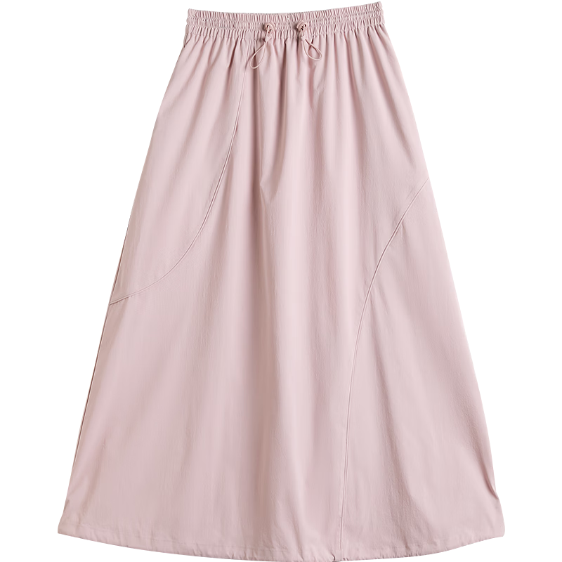 Demana [UPF50+ Ice Cool Fabric] Summer High-Tech Sun Protection Elastic Waist Drawstring Peplum Women's Skirt