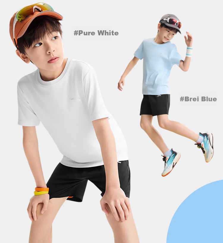 Anta Kids Short Sleeve T-Shirt Sports Quick-Dry Boys Summer 2026 Outdoor Short Tee Girls Easy-Care TA72625110 19