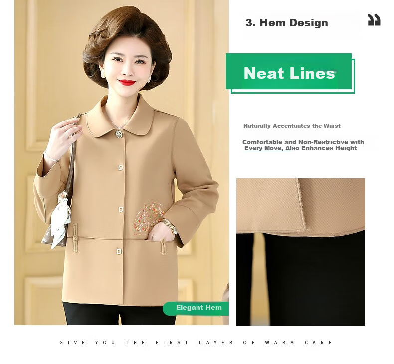 QIUFULUO 2026 Mom's Spring New Fashion Jacket Chinese Style Middle-aged and Elderly Women's Spring and Autumn Coat for 50s and 60s Stylish Clothing 6