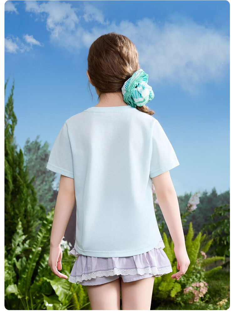 ASK JUNIOR Kids Short Sleeve 2026 Summer Sweet Cute Printed T-Shirt Girls Top Mint Green 150 11