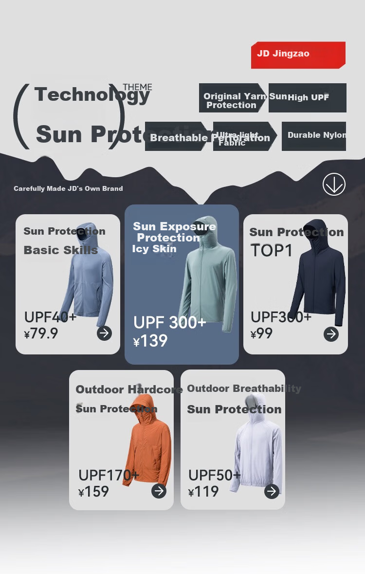 JD Jingzao Spring Summer 500 Ultra-Light Ice Silk Max Outdoor Breathable Ultra-Light Original Yarn Men's Sun Protection Jacket Green Gray M 1