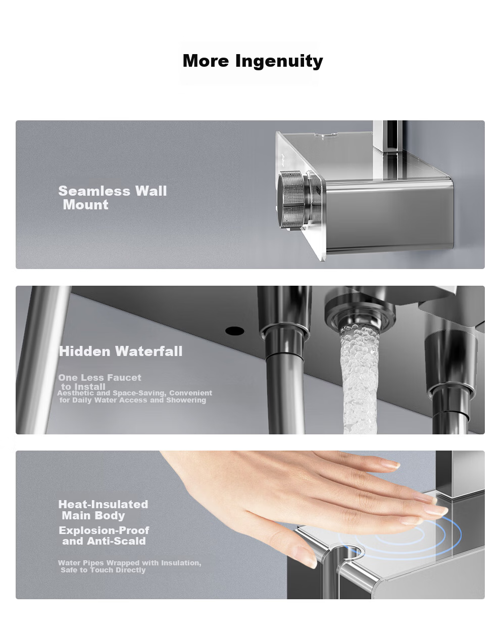 ARROW K530 Shower Set with Large Top Spray, Pressurized Multifunctional Piano Key Digital Display Handheld Shower AE34216MZCP-P 13