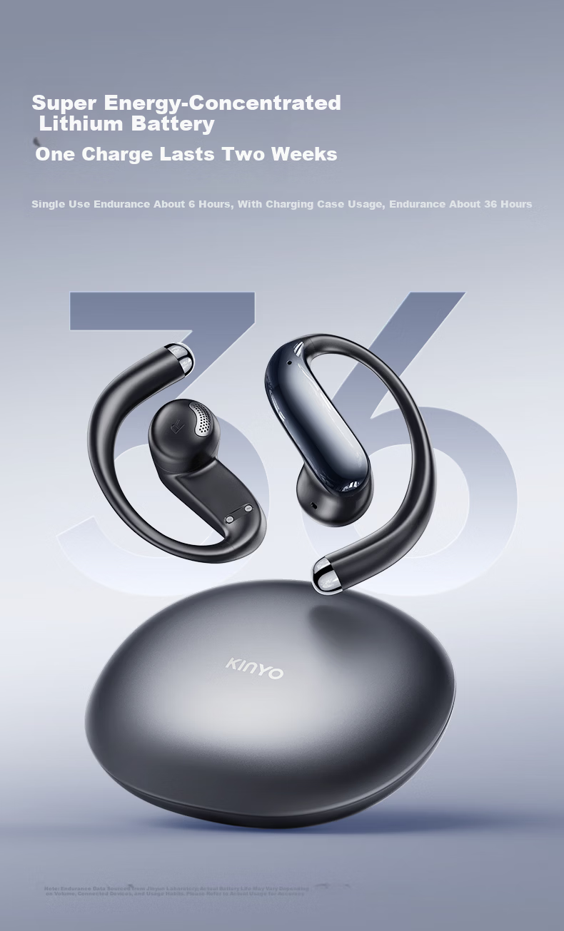KINYO Berlin Sound Wireless Bluetooth Bone Conduction Earphones 2025 Latest Model, Comfortable Long Wear, Sports Running, Deep Bass, Long Battery Life 10