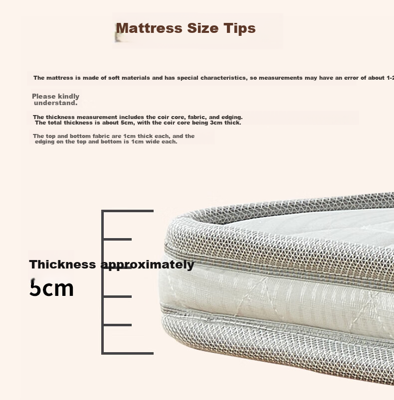 Zhuobo Coconut Palm Mattress Student Dormitory Mattress Firm Palm Mattress Foldable Mattress CD05 Model 90*190cm 18