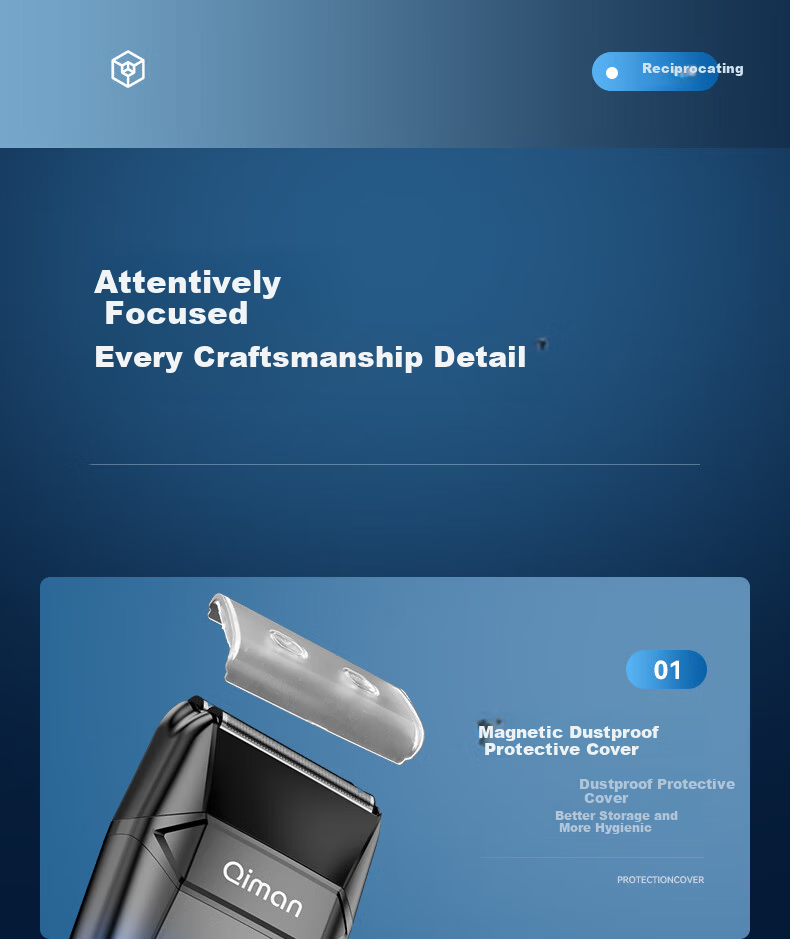 Qiman Whitening Hair Clipper Bald Head Shaving Device Electric Hair Trimmer Razor Reciprocating Shaver Self-Service Barber Shop Salon Professional Oil Head Fade Electric Hair Clipper QM6500 Gradient B 26