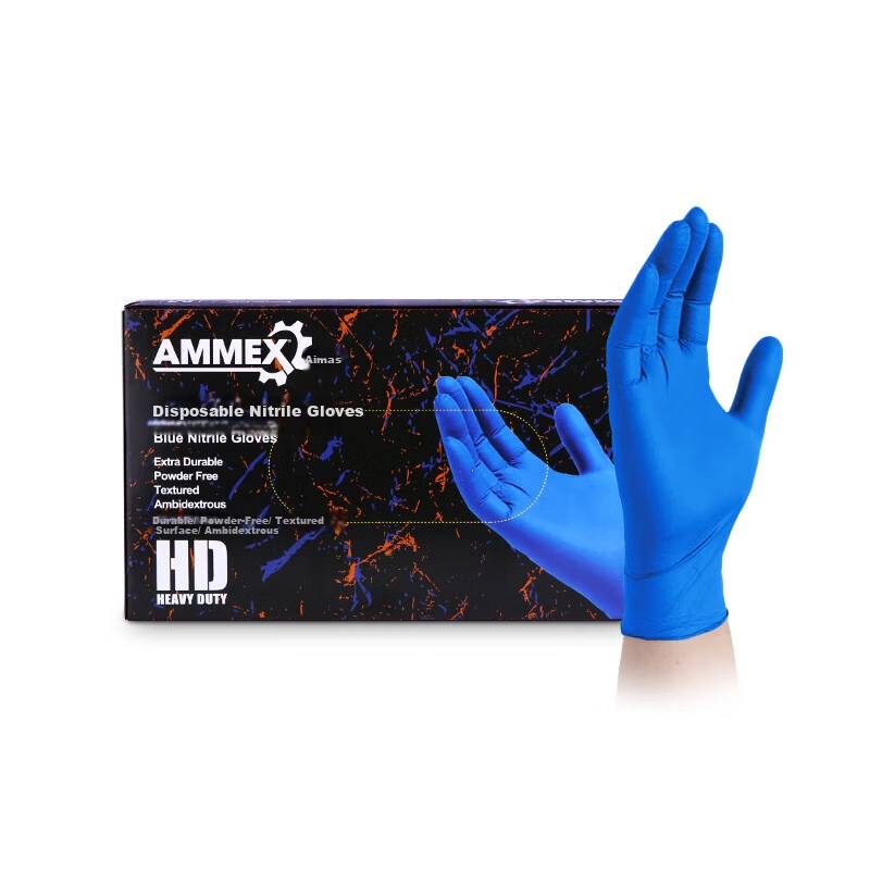 AMMEX Disposable Durable Nitrile Gloves (Dark Blue) Powder-Free Large 100pcs/Box APFNCHD46100 1 Box