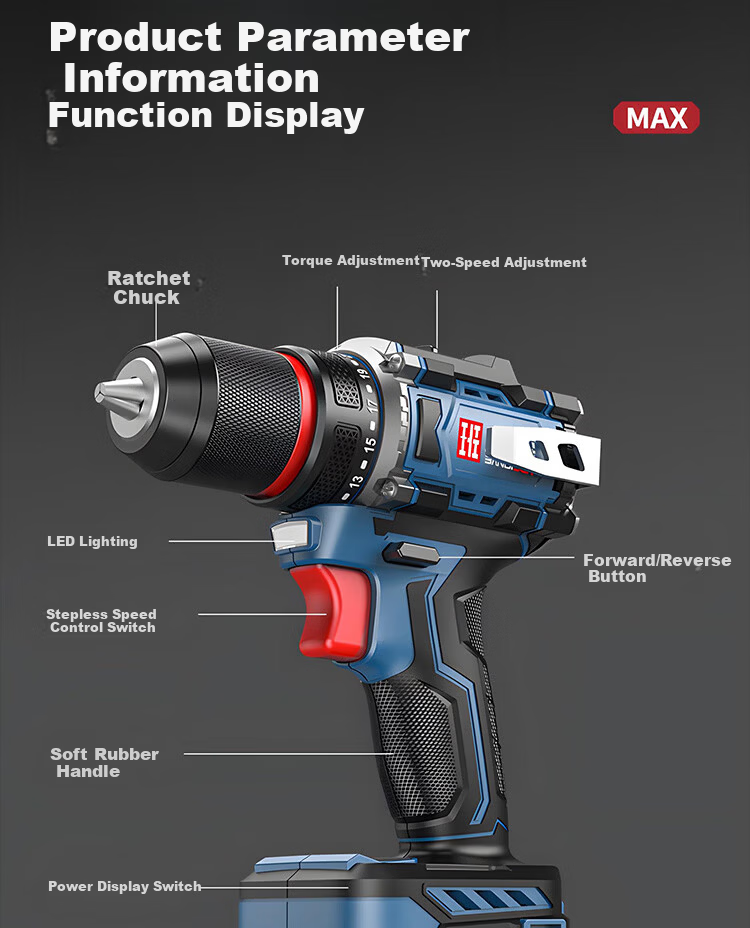 Bandison Cordless Electric Drill Household Rechargeable Screwdriver Lithium Battery Handheld Power Drill Electric Driver Power Tool 11